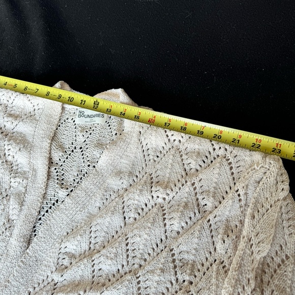 No Boundaries Cream Cable Knit Cardigan Sweater - Picture 5 of 6